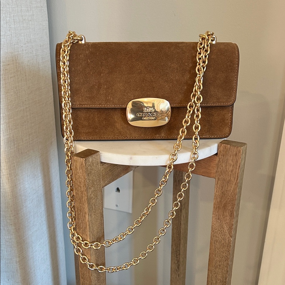 Coach Eliza Flap Crossbody Bag with Gold Chain - Used Once